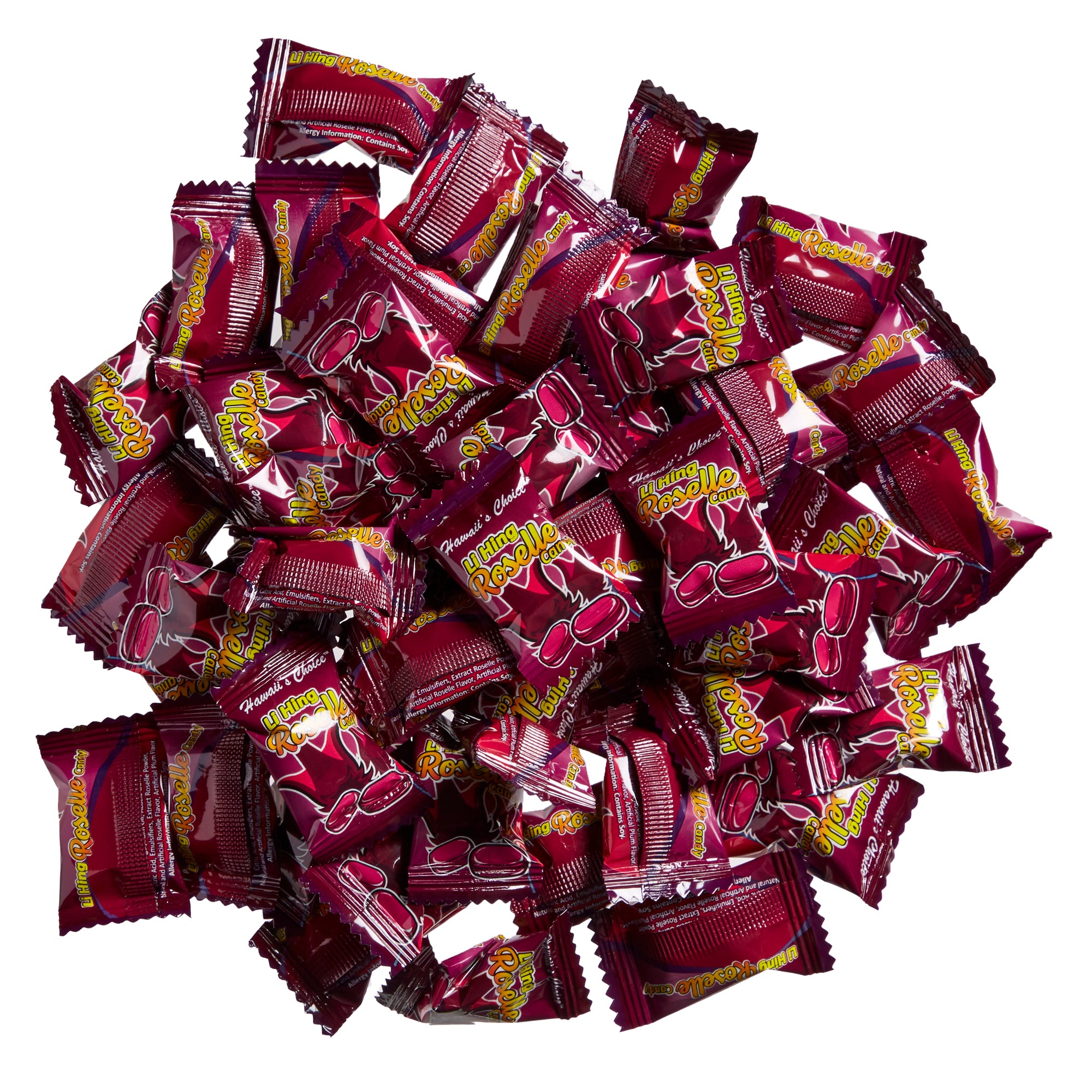 Hawaii's Choice Li Hing Roselle (Hibiscus) Flavor Chewy Candies - Individually Wrapped Candy 4.2 oz (120g) Bag - 6 Pack - Reg. $6.38/bag, 10% Special@ $5.74/bag (USD)