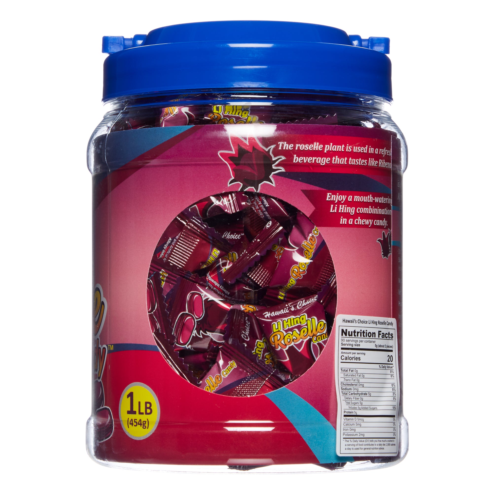 Hawaii's Choice Li Hing Hawaiian Chewy Candy - Dual 1lb Roselle Jars, Individually Wrapped Mouth-Watering Candies - Reg. $19.48/jar, 10% Special@ $17.52/jar (USD)